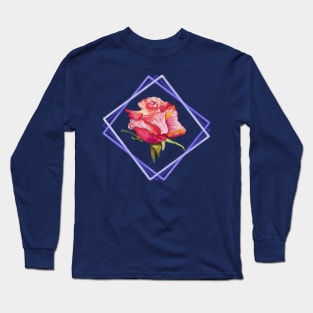 Digital Watercolor Rose Design Long Sleeve T-Shirt